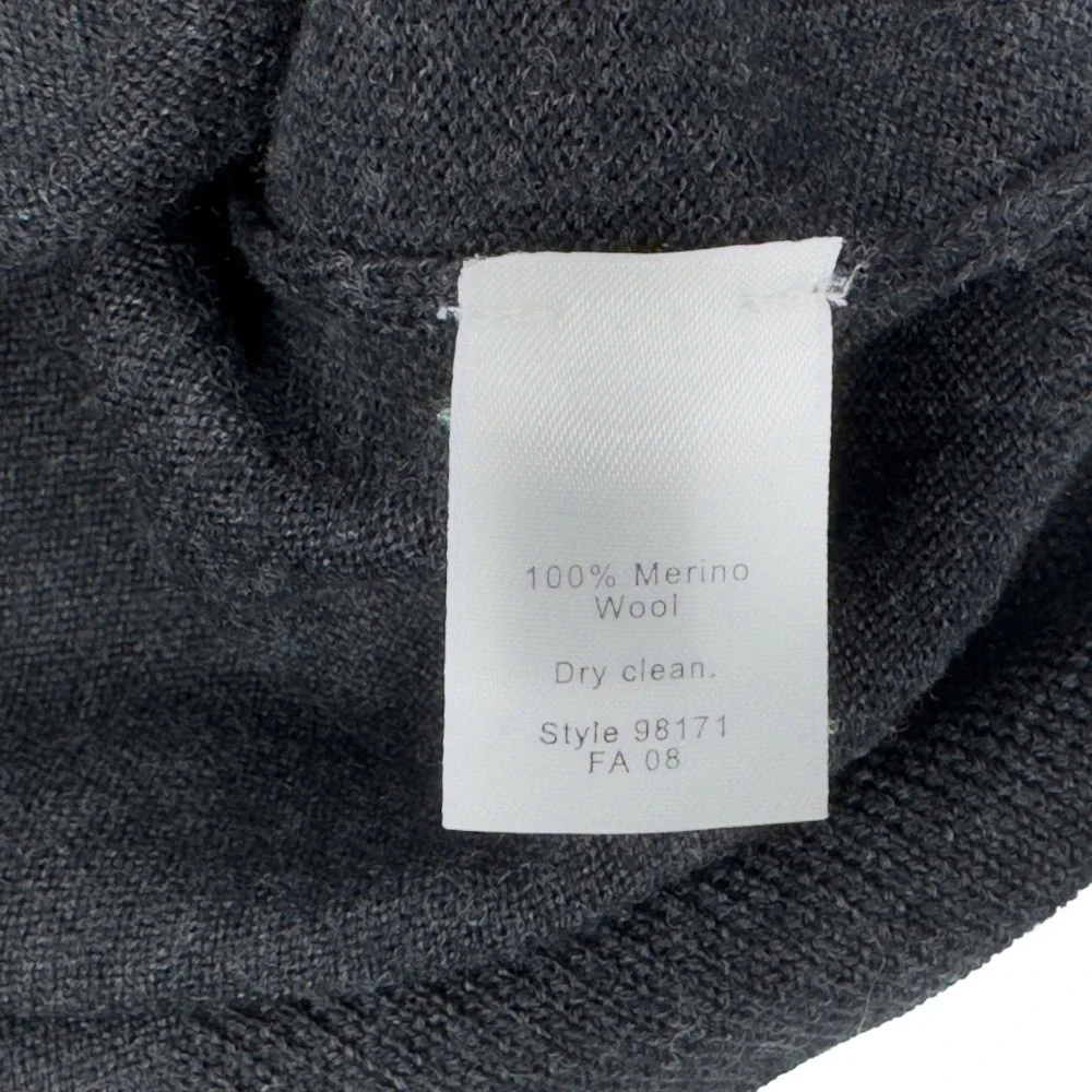 J Crew Men's XL Dark Gray 100% Italian Merino Wool‎ V Neck Knit Pullover Sweater